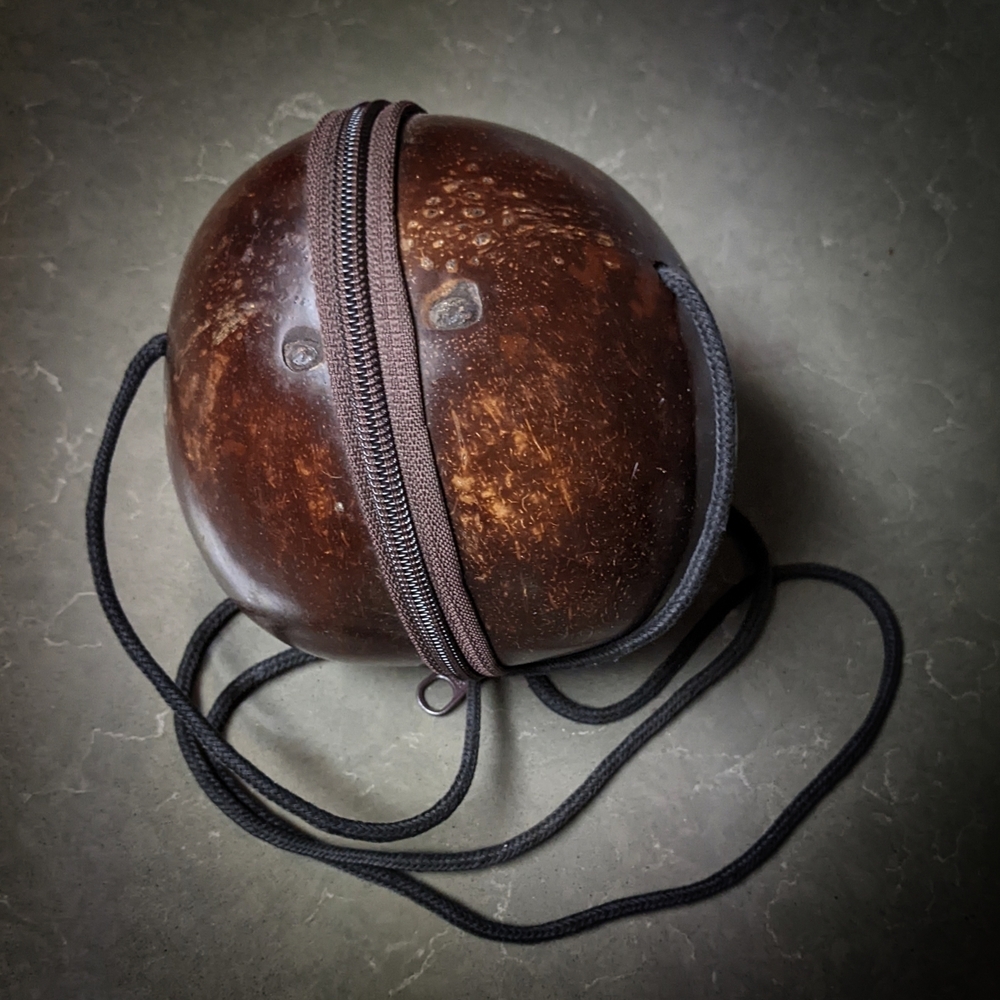 Antique Brown Coconut Shell Crossbody Bag